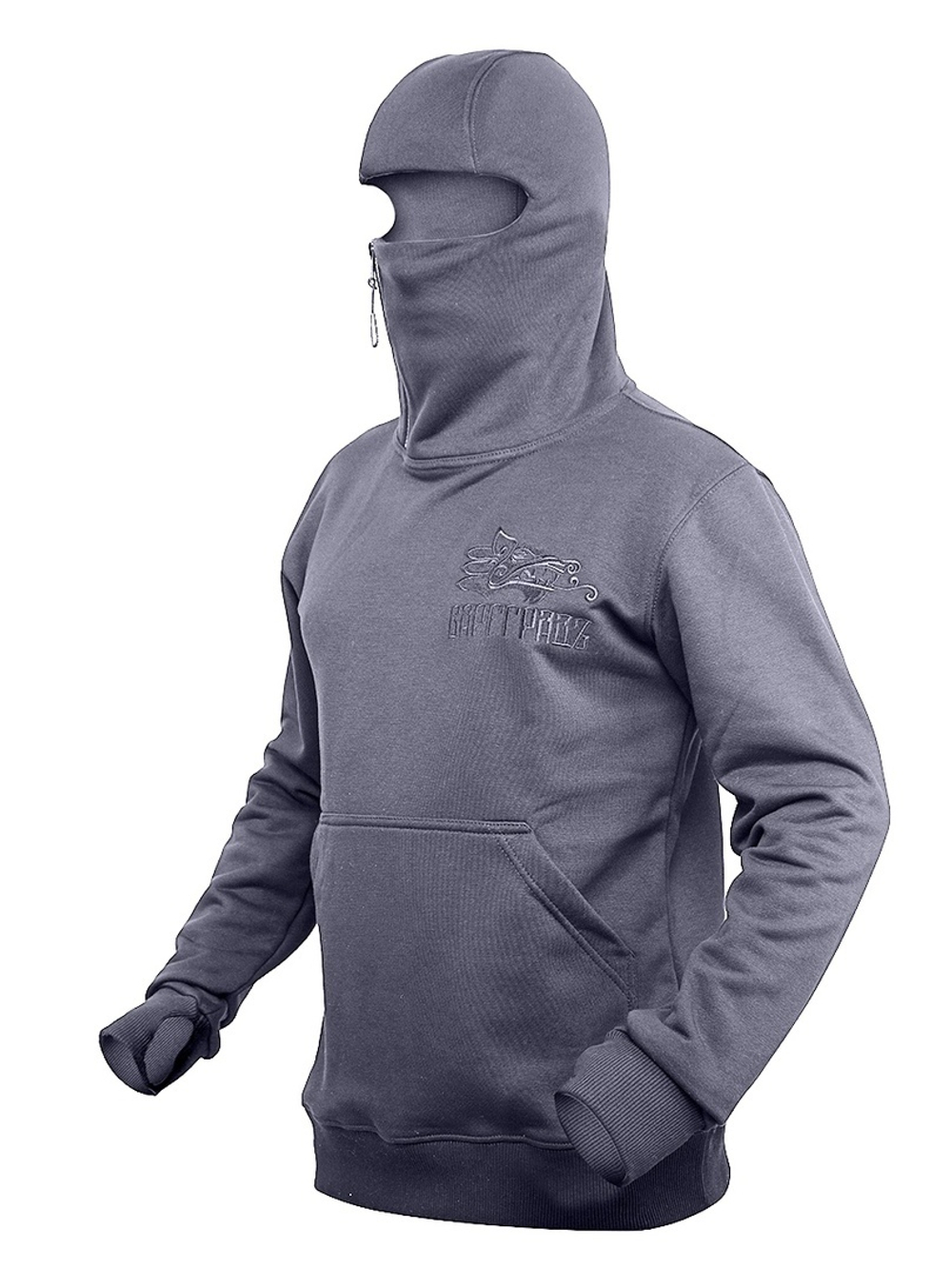 Худи Варгградъ НИНДЗЯ мужская тёмно-серая «Волк» вышивка (б/н)