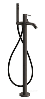 Смеситель для ванны Gessi 316, напольный, встраиваемый, с душевой лейкой, цвет Black Metal Brushed PVD
