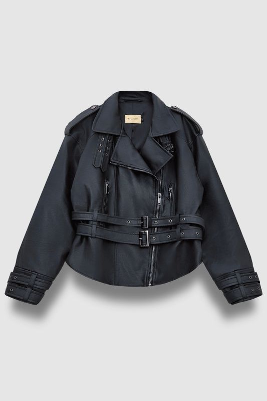 Куртка-косуха с ремнями, черный