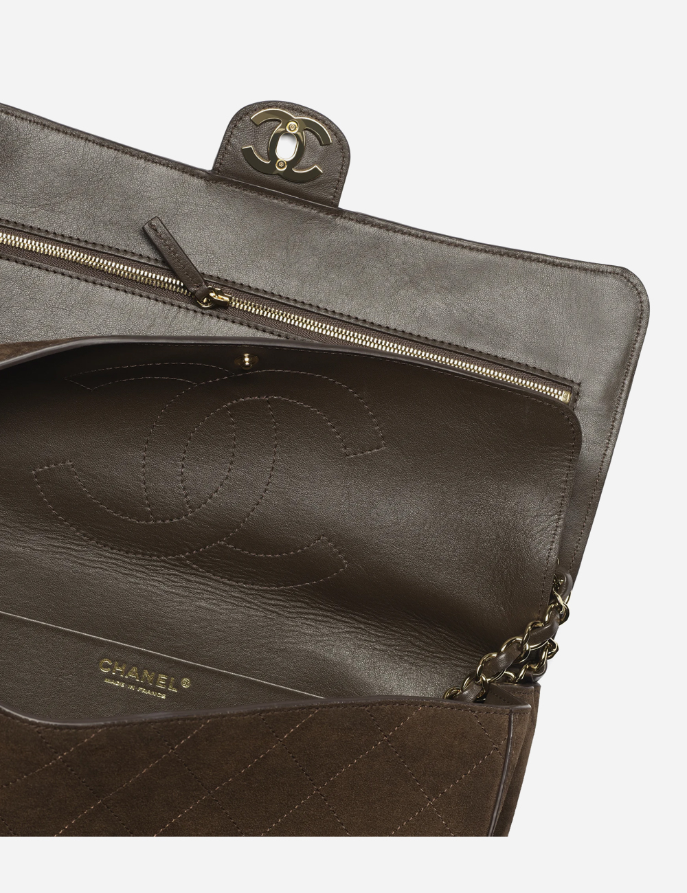 Сумка Chanel Maxi Flapbag Suede Calfskin & Gold Metal "Dark Brown"