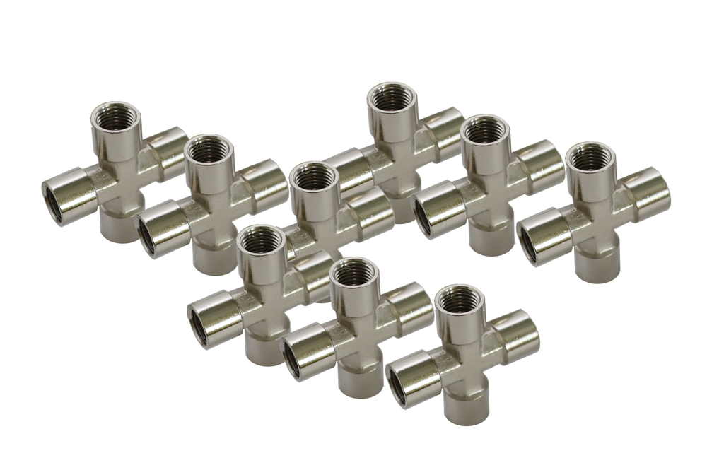 KraftWell KRW-TC14F4-10 Переходник "крест" 4*F1/4", 10 шт