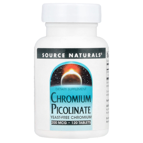 Source Naturals, Пиколинат хрома, 200 мкг, 120 таблеток