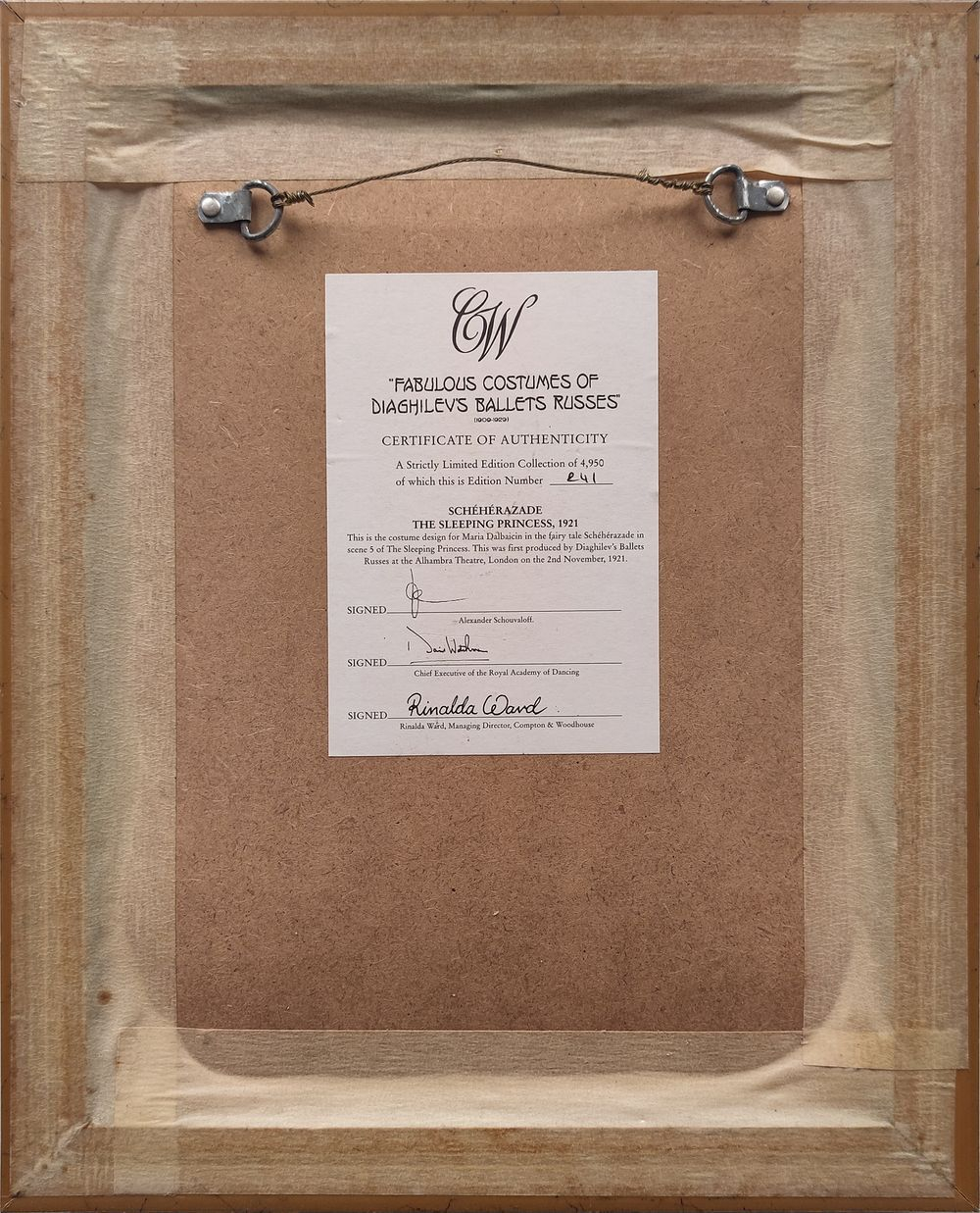 Лимитированная копия эскиза Льва Бакста «Шехеразада» из балета «Спящая красавица» 1921 года»