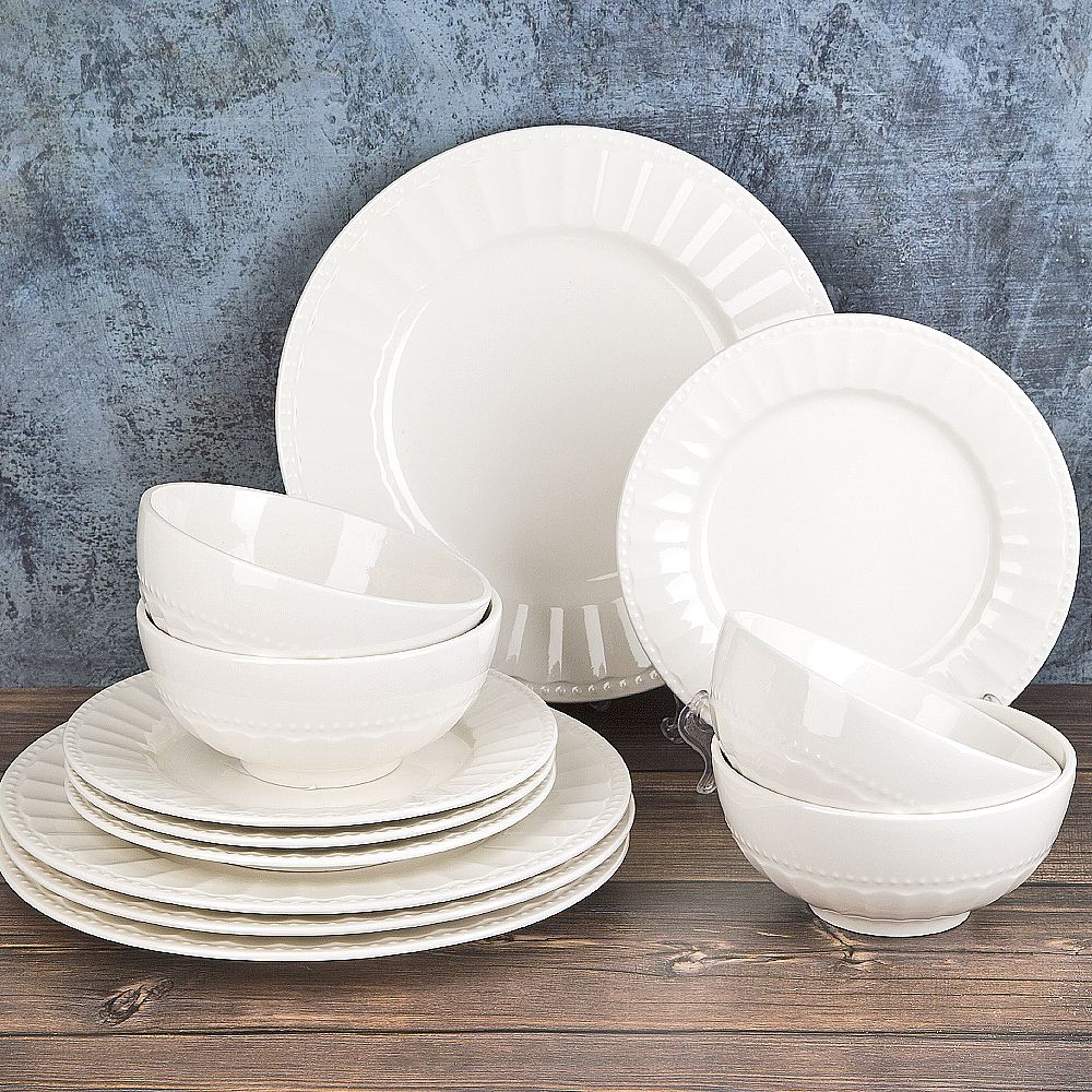 Столовый набор 12пр. "Пастила": тарелка d=27см*4шт, тарелка d=21см.*4шт, салатник v=700мл.*4шт.