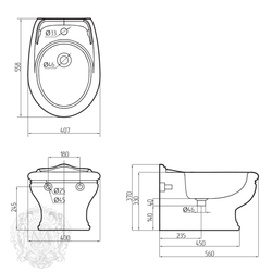 Биде подвесное Migliore Milady ML.MLD-25.730.D2, декор золото схема