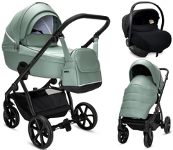 Детская коляска Noordi Fjordi Leather V2 3 в 1 с автокреслом Terra Black 1462039 Sage