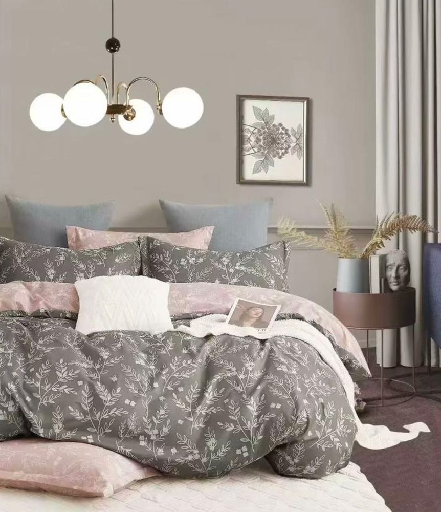 ZEPHYR HOME Двуспалка Фланель серые мелкие лепестки