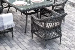 "Амароне" обеденная группа из искусственного ротанга на 6 персон, цвет графит