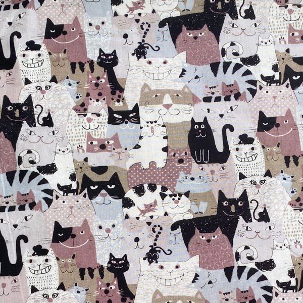ЧЕШИРСКИЕ КОТЫ, остаток 1,1 м 100% хлопок, Handmade Fabrics 1