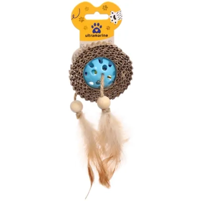 Игрушка - когтеточка «ЦапЦап», шарик с бубенчиком, цвет синий, 7*1,5см