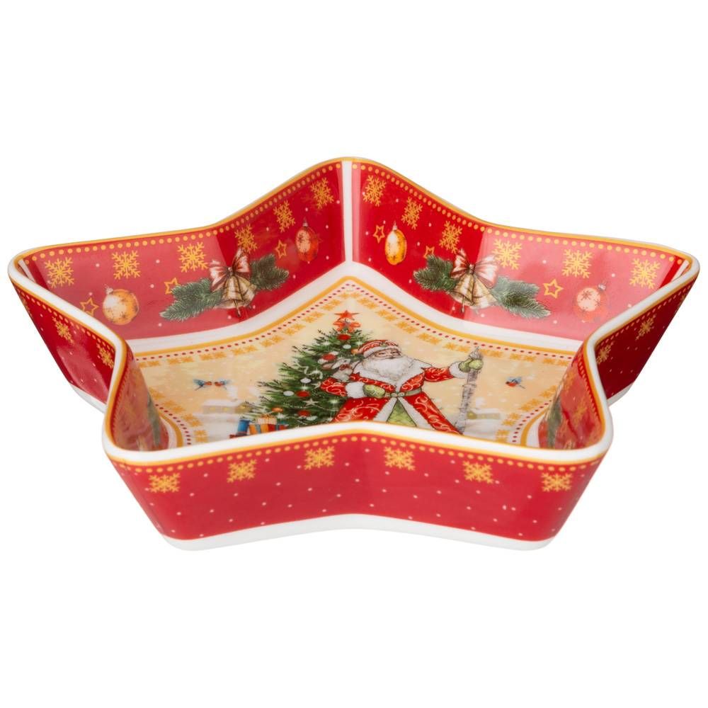 БЛЮДО-ЗВЕЗДА LEFARD "ДЕД МОРОЗ" 17,5*17,5*3,5 СМ КРАСНОЕ (КОР=36ШТ.)