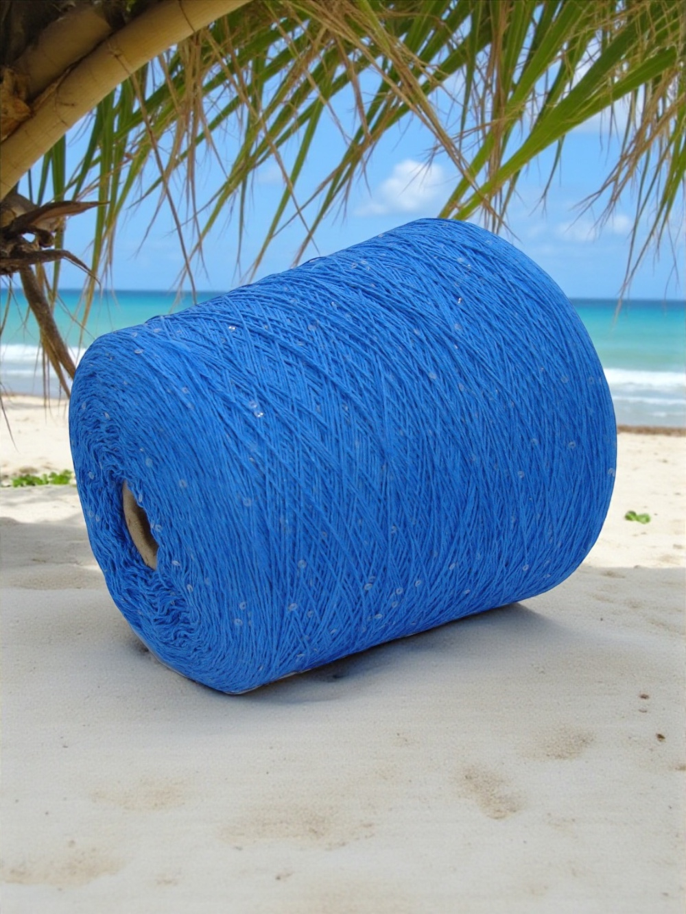 Бобинная пряжа Cotton Paillettes (Blu)