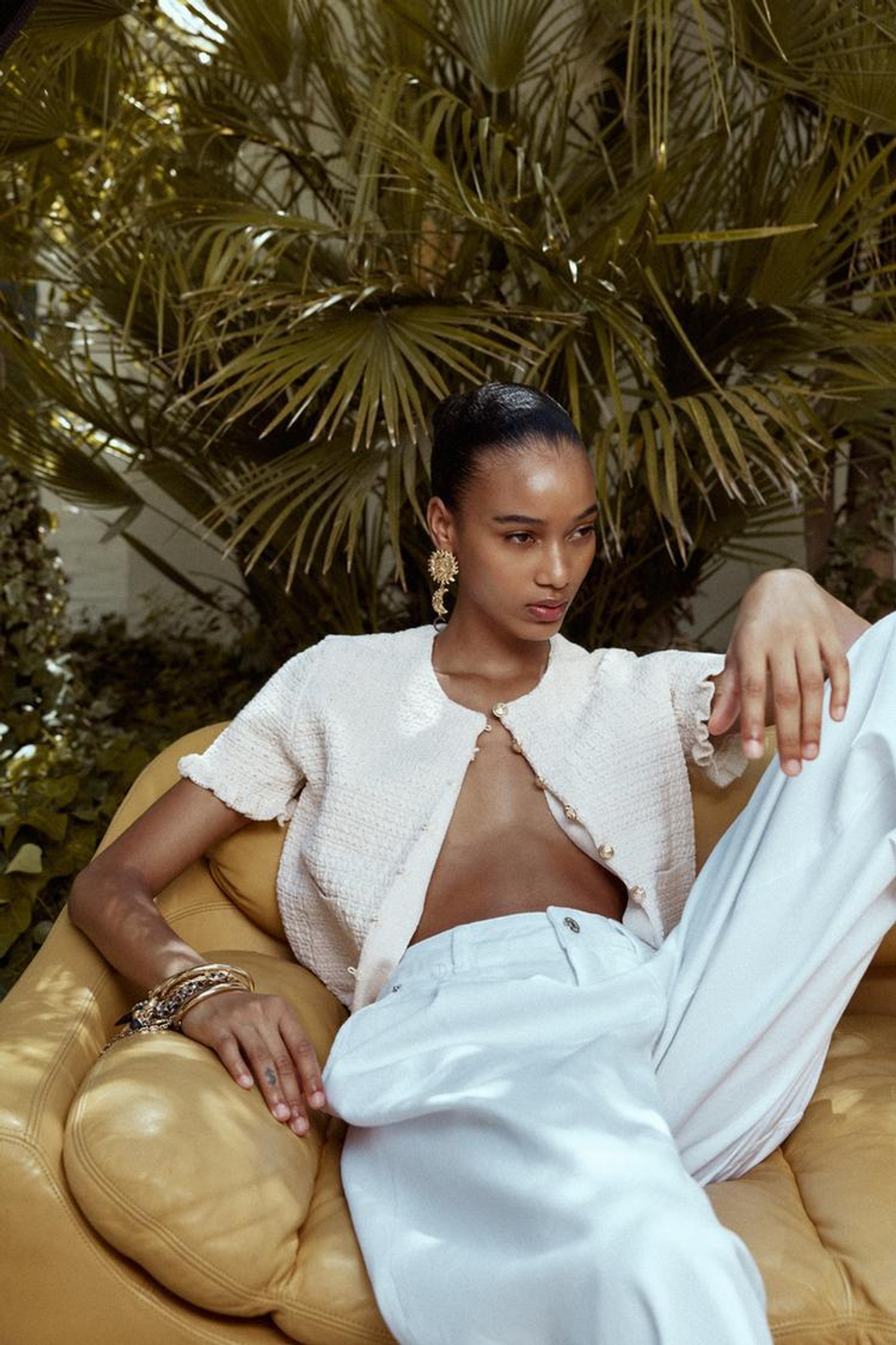 ZARA ТРИКОТАЖНЫЙ КАРДИГАН С ВОЛАНАМИ, ЭКРЮ