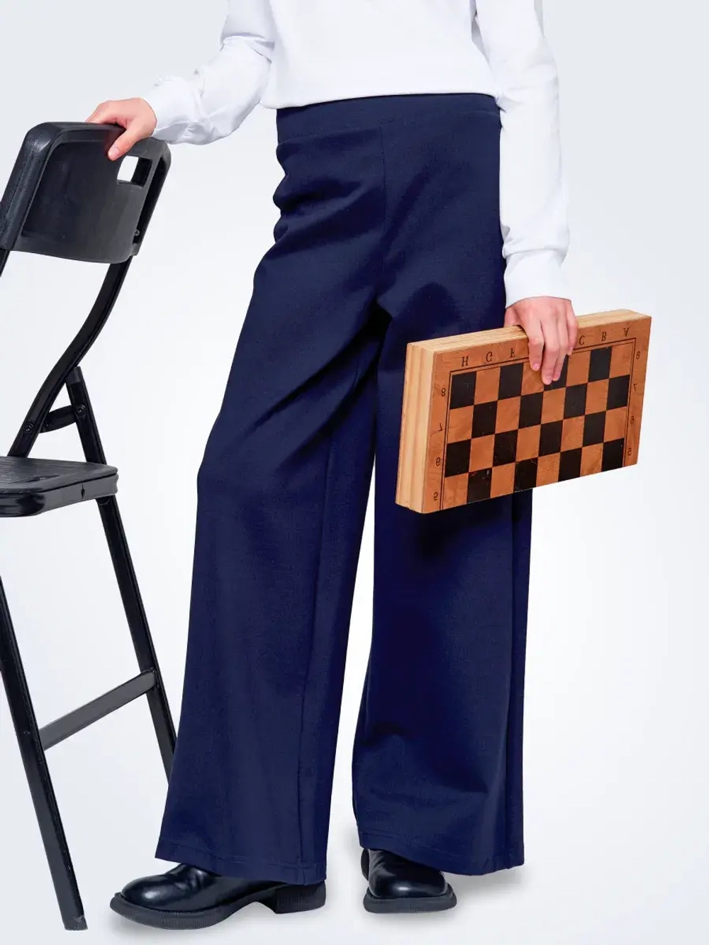 Брюки палаццо для девочки школьные на резинке