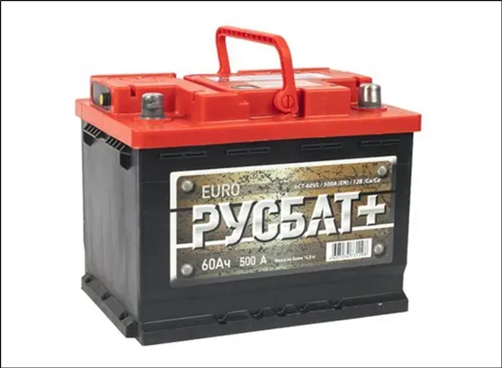 АКБ 6СТ- 60 РУСБАТ+ Евро EN 500 /АКОМ/