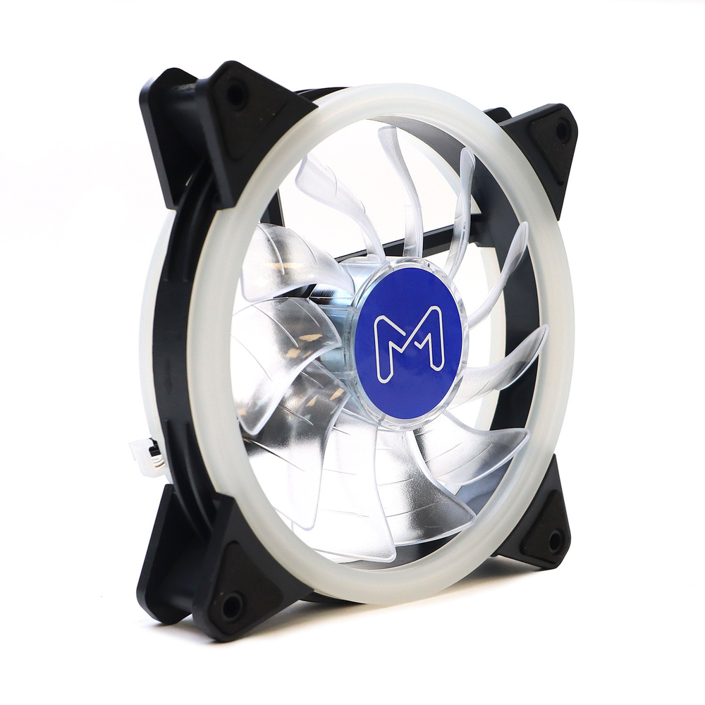 Вентилятор Mastero MF-120, 120мм, 1500rpm, 3-pin+Molex, белый/RGB, 45CFM, 18дБ (MF120RGBV1)