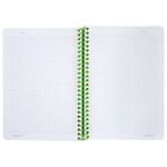 Тетрадь обложка пластик, А5 80 л., спираль пластик, резинка, клетка, BRAUBERG, черный/зеленый, 405387