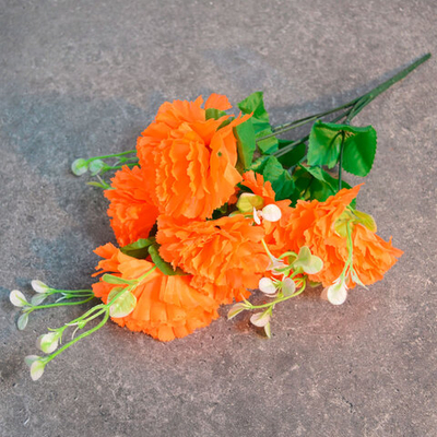 Цветы искусственные "Букет Гвоздик" 34см 7 цветков оранжевые