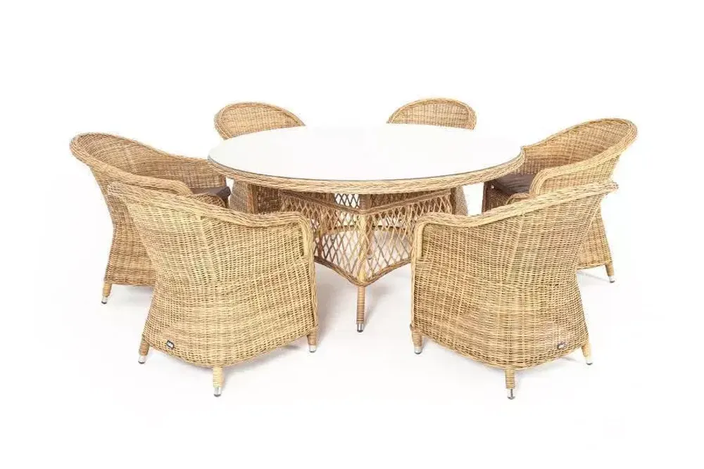 "Эспрессо-150 R" обеденная группа плетеная, цвет соломенный