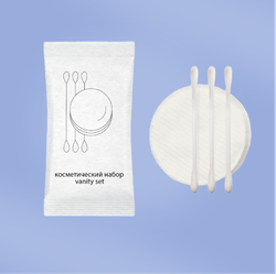 Косметический набор (200 шт.): ватные диски 3 шт., ватные палочки 3 шт. в ЭKO упаковке