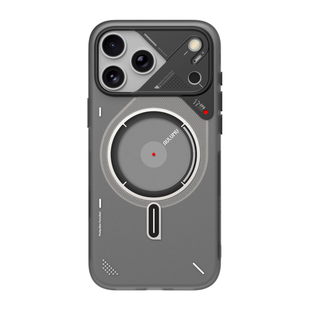 Прозрачный чехол MagSafe Aulumu A17 Frosted Case для iPhone 17 Pro Max Термополиуретановый чехол в футуристическом стиле с люминесцентным цветовым акцентом, защитой камеры, сенсорной накладкой для Контроллера камеры и теплорассеиванием в области процессор