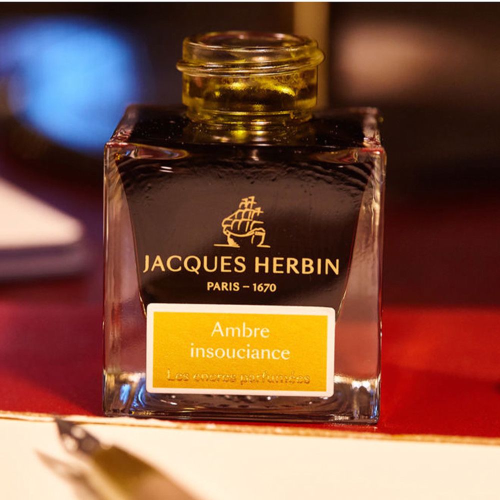 Ароматизированные чернила во флаконе Herbin Prestige 50 мл Ambre insouciance янтарные (14741JT) 3