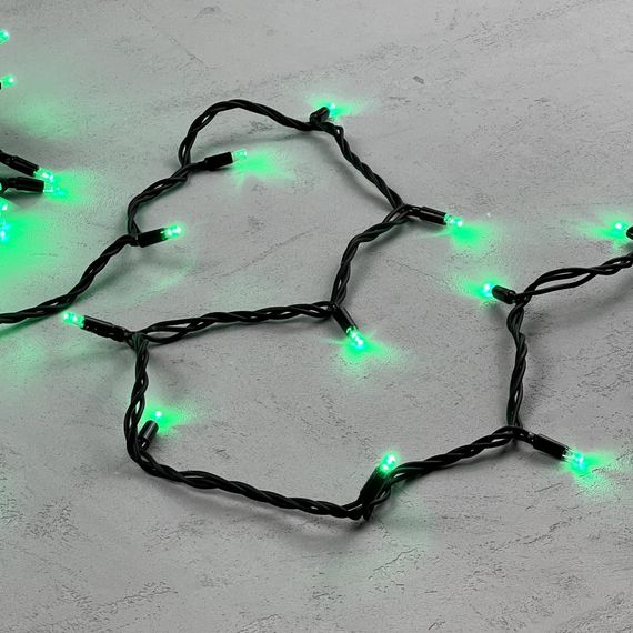 Светодиодная гирлянда с колпачком 75 зеленых LED ламп 10 м., 24В., черный каучуковый провод, IP65, LTC (LL75-1-1G)