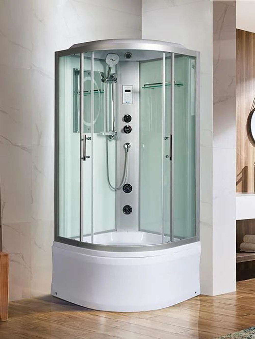 Душевая кабина WeltWasser  WW500 HALLE  804 80х80 см,  прозрачное стекло, поддон низкий, крыша, гидромассаж