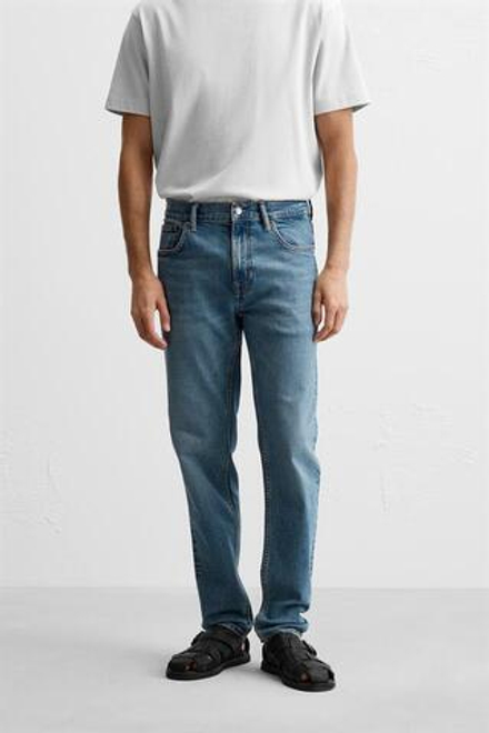 ZARA ДЖИНСЫ SLIM FIT, ВЫЦВЕТШИЙ СИНИЙ