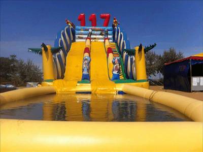 Надувная водная горка с бассейном «Карибы», 21*7*10 м