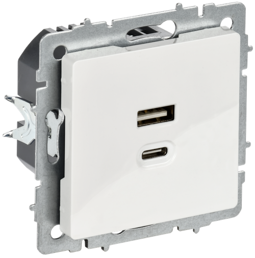 BRITE Розетка USB A+C 45Вт высокоскоростная зарядка РЮ11-2-БрБ белый IEK