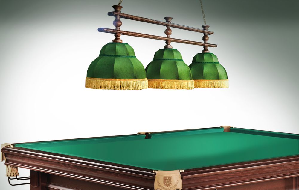 Лампа Аристократ-2 3пл. ясень (Экс.7,бархат зеленый,бахрома желтая,фурнитура золото)