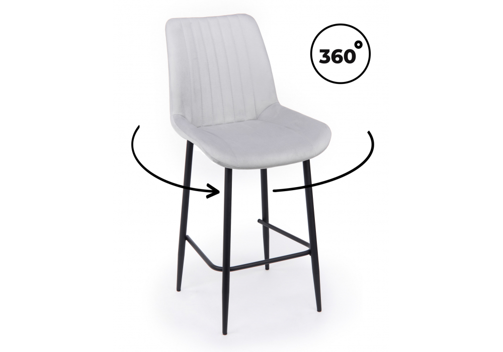 Барный стул Woodville Седа 360 светло-серый (zd 960), черный np, ножки черные