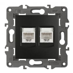 14-3108-05 ЭРА Розетка 2хRJ45, IP20, антрацит