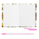 Блокнот детский Basir на замке, с ручкой, формат А6, серия "Авокадо", переплет 7БЦ, 15*11 см, 48 листов, 4 цвета ассорти