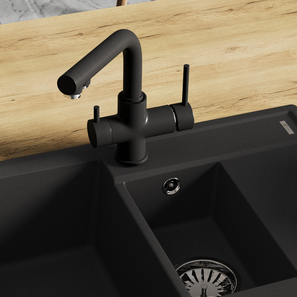 СМЕСИТЕЛЬ ДЛЯ КУХНИ С ПОДКЛЮЧЕНИЕМ К ФИЛЬТРУ АНТРАЦИТ LM3061PAN КОМФОРТ