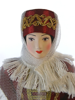 Кукла коллекционная в Кабардинском девичьем праздничном костюме. Кабардинка