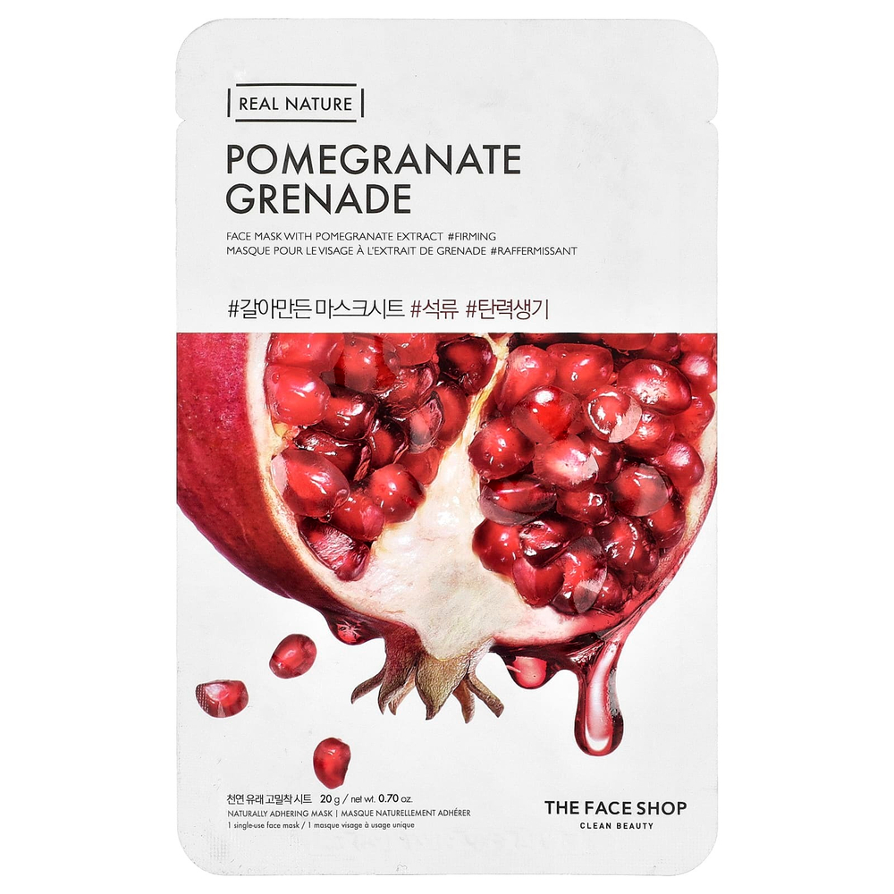 The Face Shop, Real Nature, маска для лица, гранат, 1 шт., 20 г (0,70 унции)