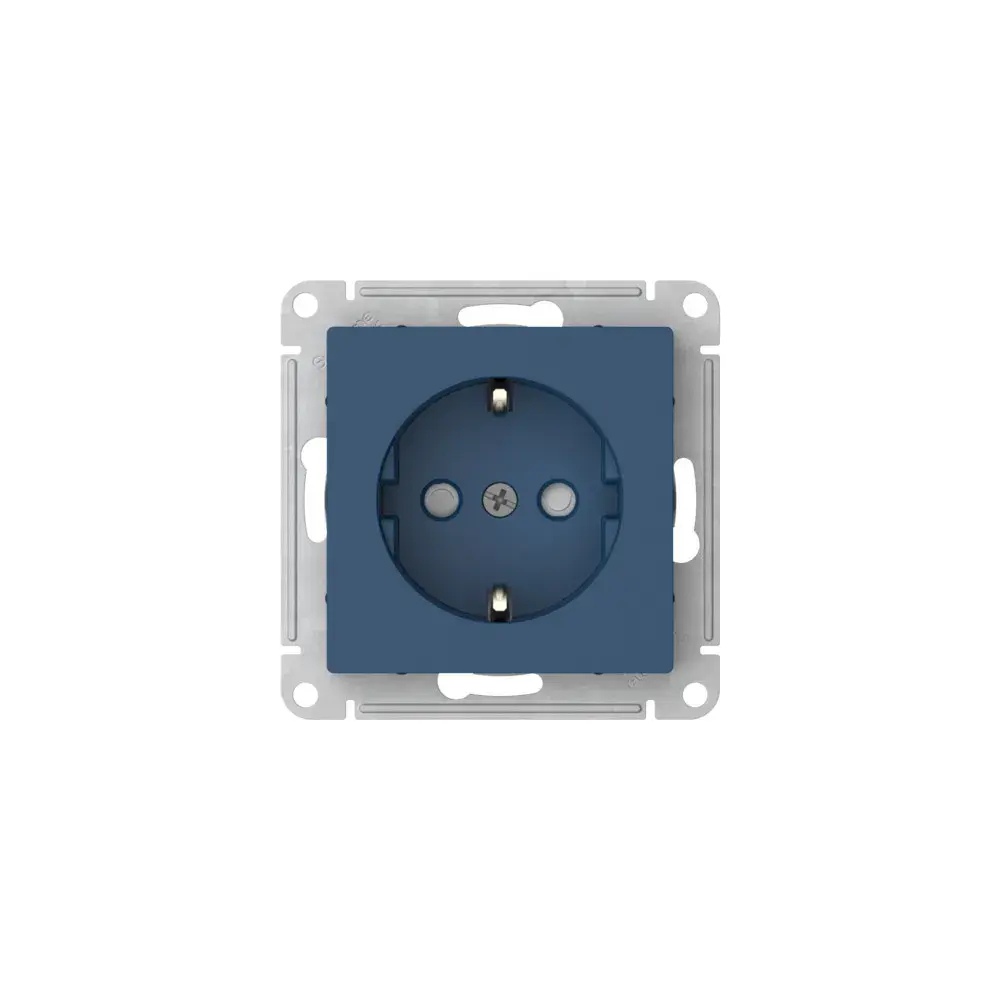 ATLASDESIGN РОЗЕТКА с заземлением со шторками, 16А, механизм, быстрозажим. клем., АКВАМАРИН