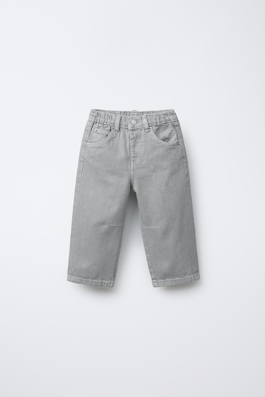 ZARA БРЮКИ BAGGY ИЗ ТВИЛА С ЗАЩИПАМИ, ЖЕМЧУЖНО-СЕРЫЙ