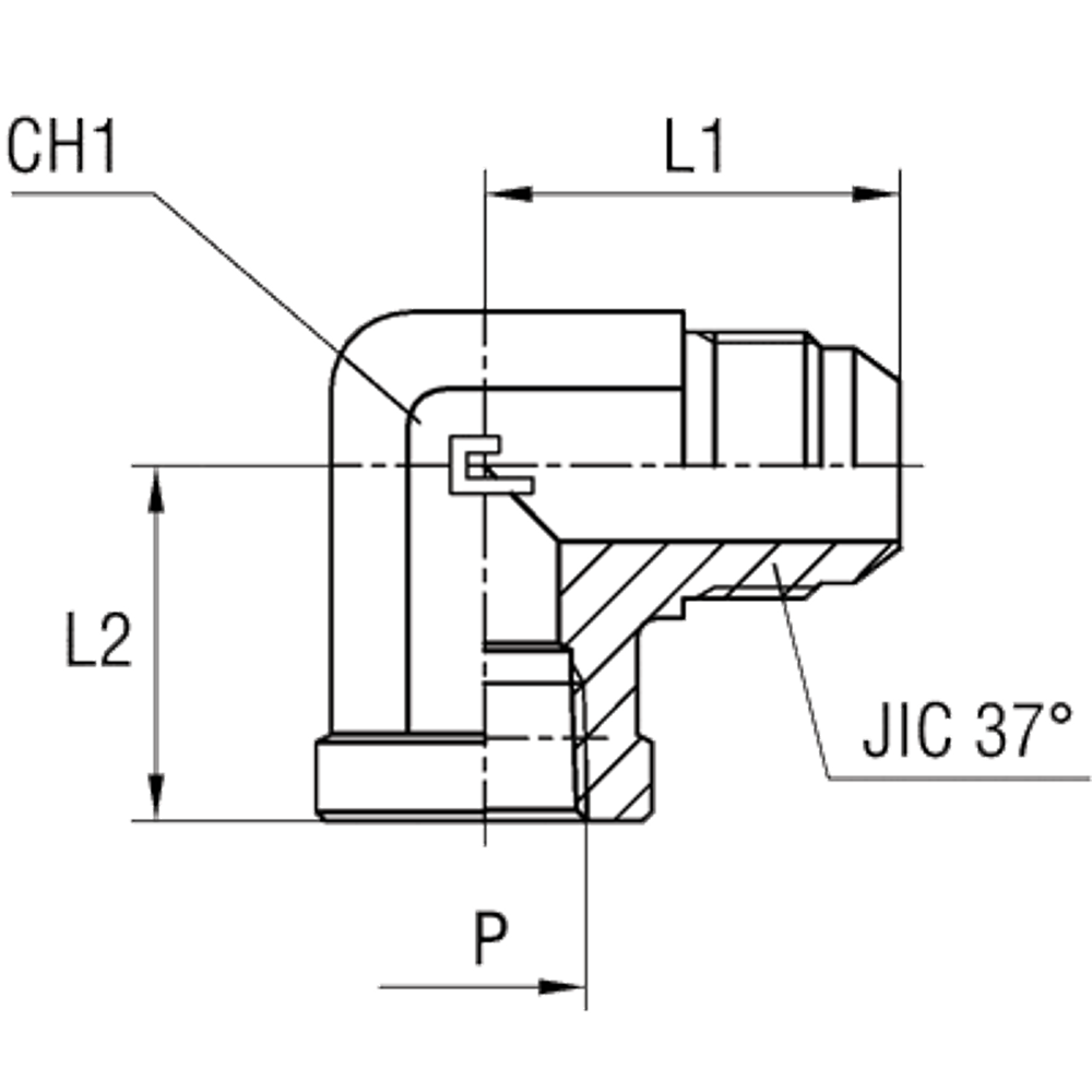 Штуцер P90 JIC 7/8" NPT 1/2"