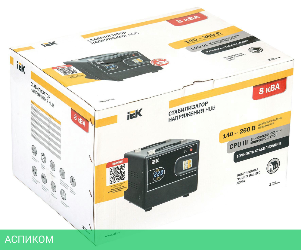 Стабилизатор напряжения IEK Hub 8кВА черный (IVS21-1-008-13)