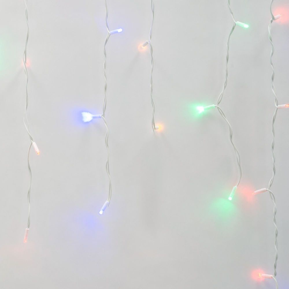 ULD-B3010-200-SWK MULTI IP67 Бахрома светодиодная со статическим свечением. 3м. Соединяемая. 200 светодиодов. Разноцветный свет. Провод белый. TM Uniel.