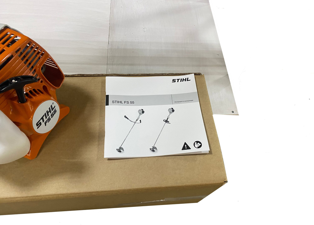 Триммер STIHL FS55 бензиновый, ширина скашивания 55см, полная комплектация с катушкой и ножом ОРИГИНАЛ