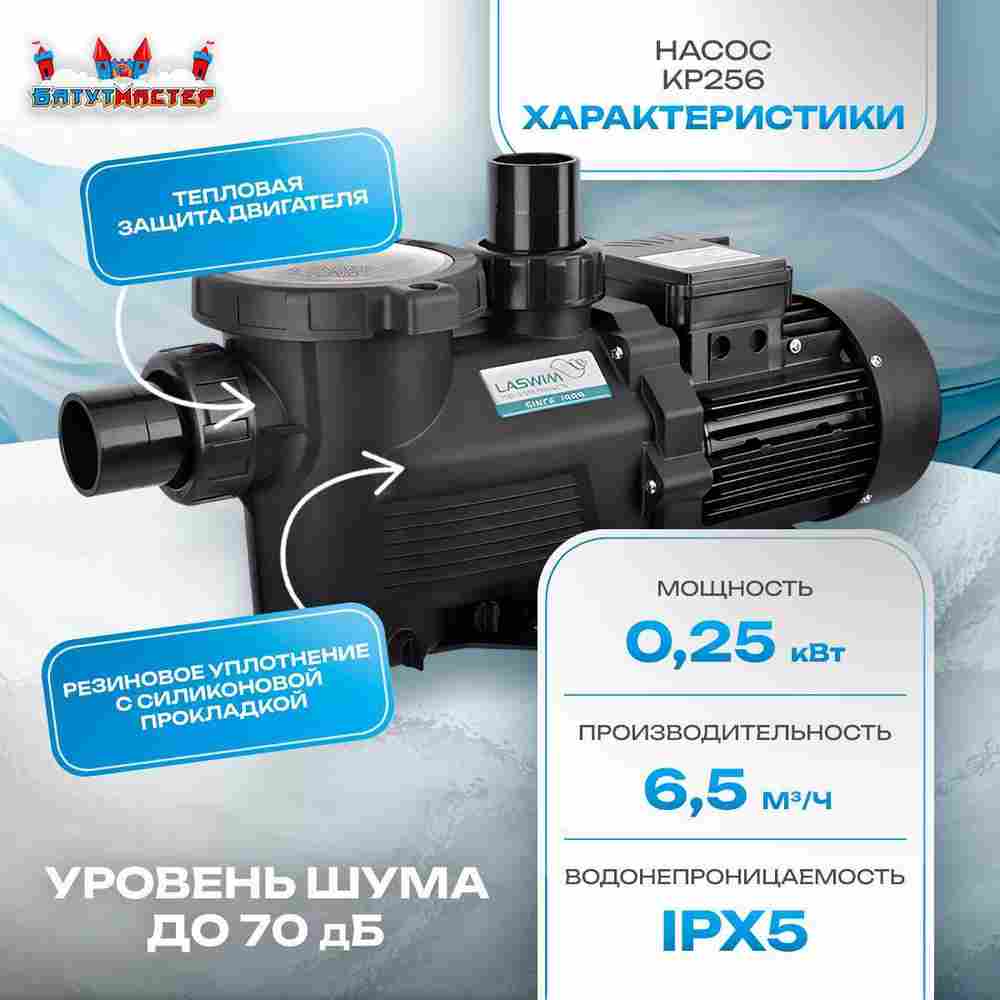 Песочный фильтр для бассейна до 52 м³ с насосом KP256, до 30 кг песка, 6,5 м³/ч, WL-ADG400Е
