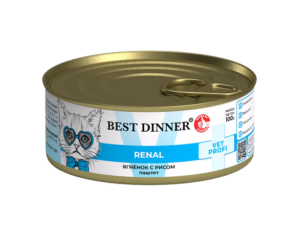 Влажный корм Best Dinner Renal Бест для кошек паштет Ренал с ягненком 100г
