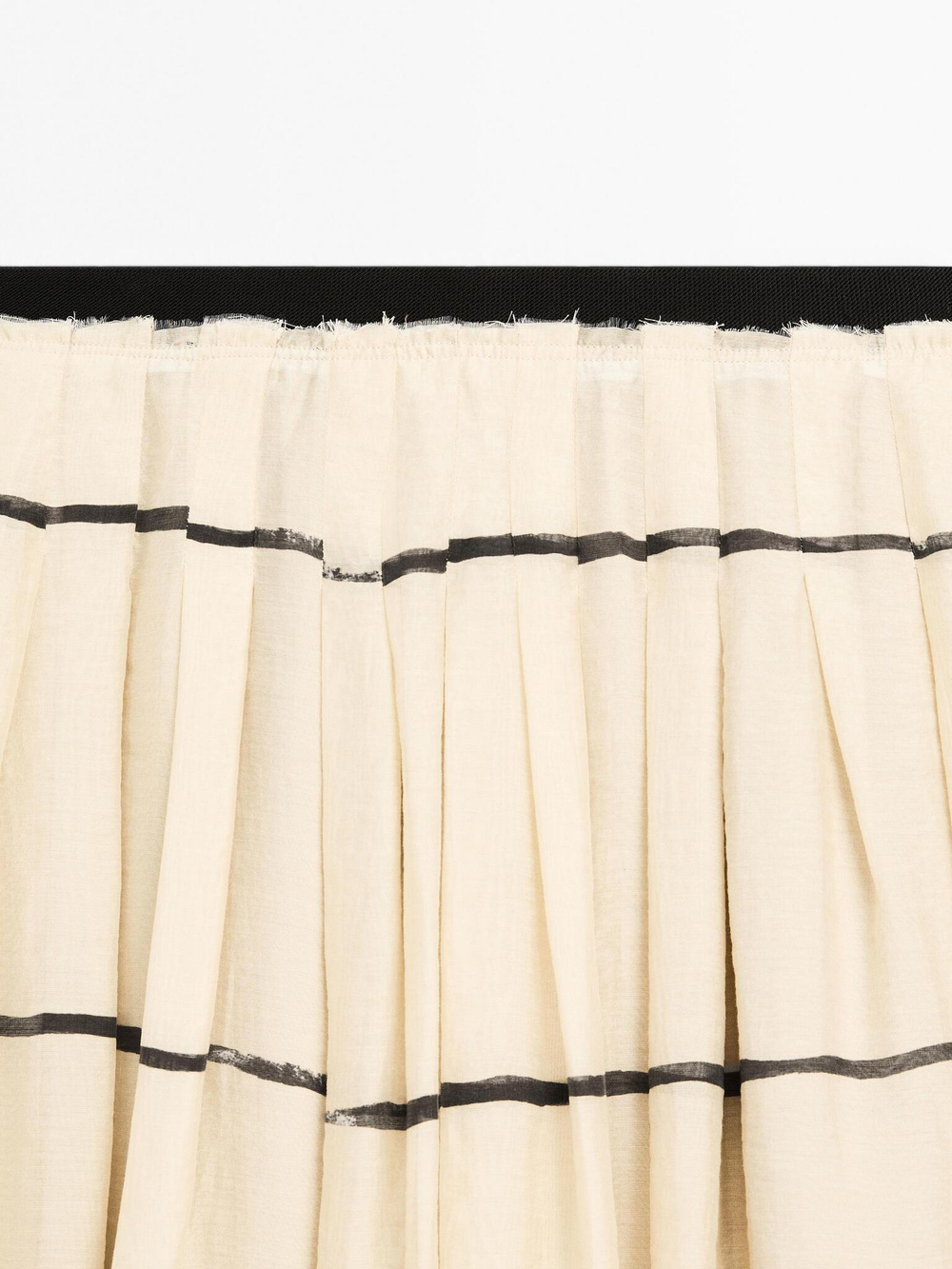 Massimo Dutti Юбка миди из струящейся ткани в полоску, кремовый