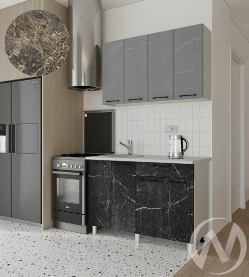 Кухня Мэйбл 1.2м (корпус белый/мрамор лайт; мрамор дарк) 38мм королевский опал