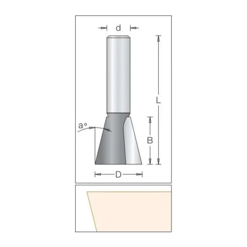 Концевая кромочная фреза конус 25.4x25.4x69x12 DIMAR 1040259
