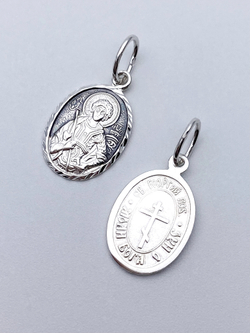Образок из серебра/Чернение/С подвижным ухом/Георгий Победоносец